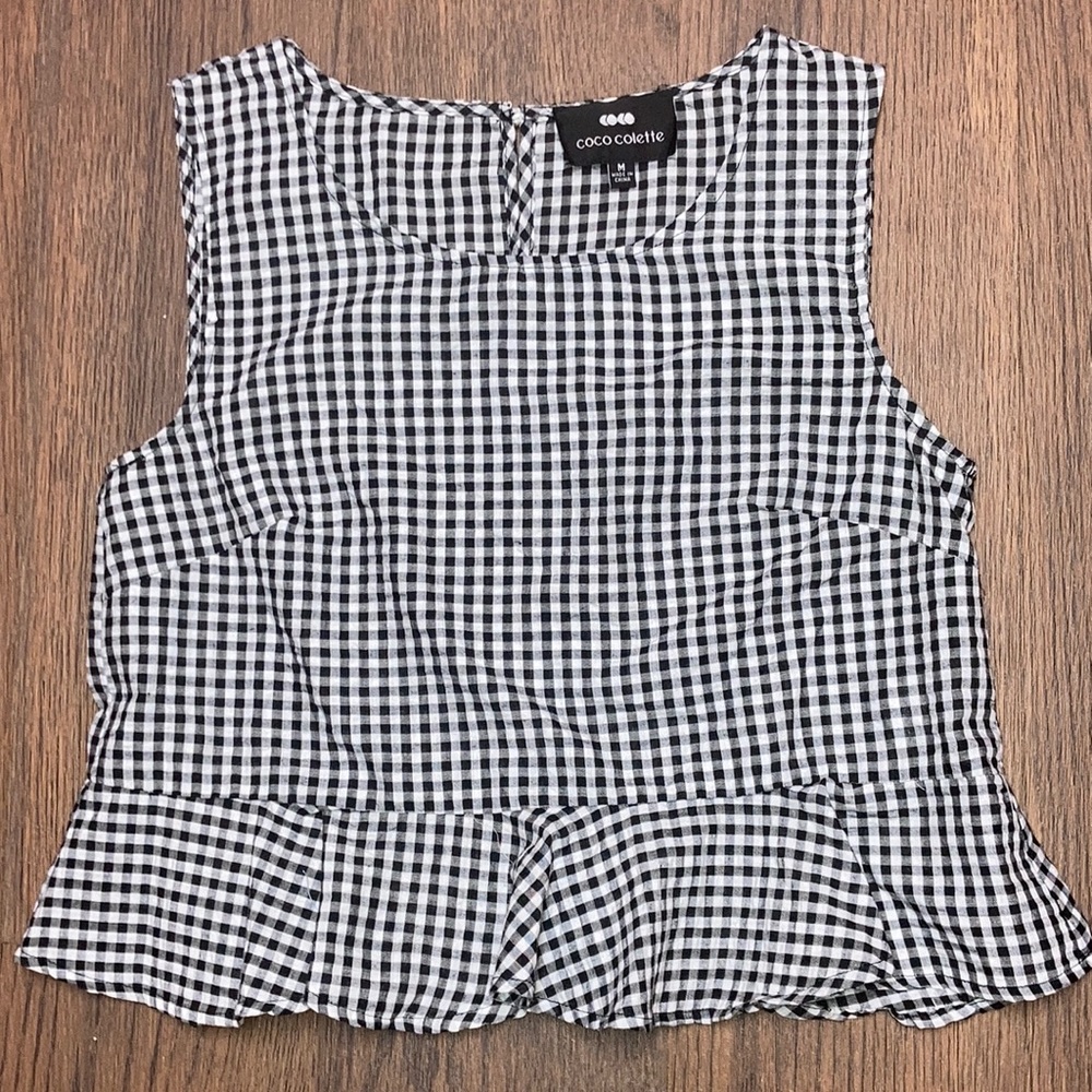 New Coco Colette Sleeveless Black/White Gingham Top